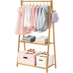 Kids Clothing Rack Small Baby Clothes Racks Bamboo Garment Rack 50"H