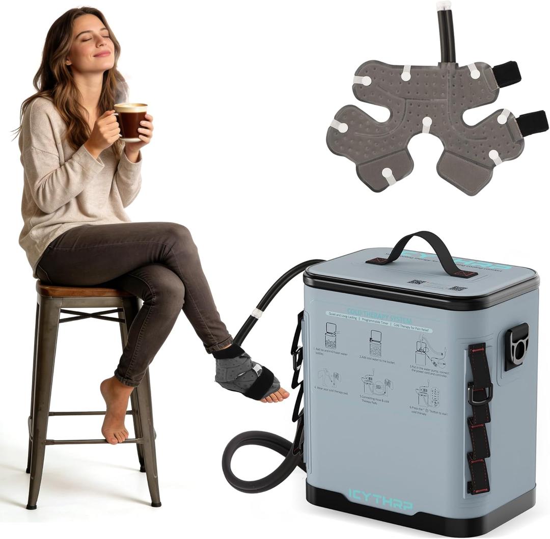 ICYTHRP Ice Machine for Ankle After Surgery, Cold Therapy Machine with Programmable Timer, Replacement Recovery System, Cryotherapy Pain Relief with Ankle-Specific Pad