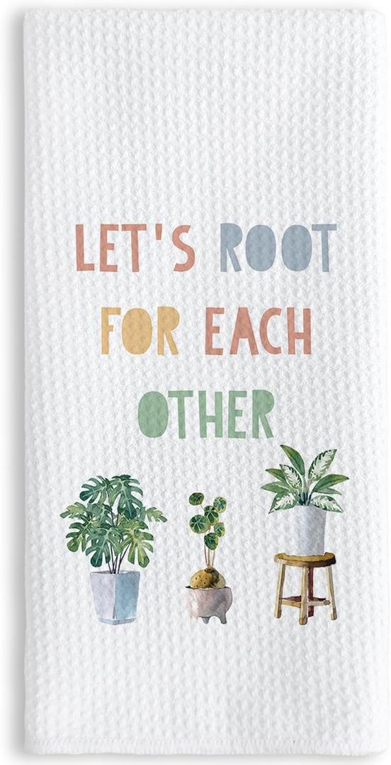 TNUW Boho Inspirational Kitchen Towels 16x24 Inch, Let's Root for Each Other Decorative Hand Towels for Bathroom Decor, Motivational Positive Gifts Dish Tea Towels for Kitchen