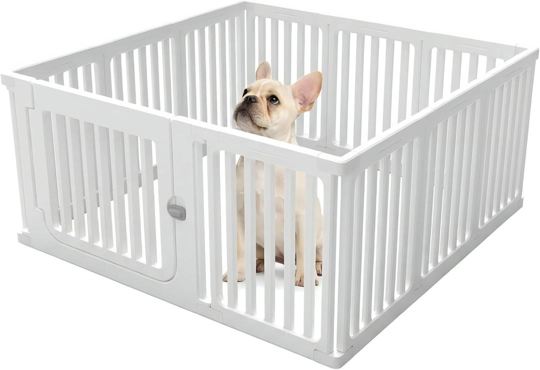 11-Panel Expandable Pet Playpen with Lockable Wide Door, 23.6 Inch Height Portable Indoor/Outdoor for Pets Under 22lbs or Baby, Easy Setup & Clean