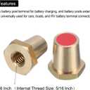 uxcell 5/16 Inch Battery Terminal Charging Posts Positive or Negative Battery Terminal Connector Post Adapter Female Screws 2 Pair