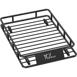 Folews Car Roof Basket 51 x 36 x 6 Inch, Heavy Duty 250LB Cargo Carrier