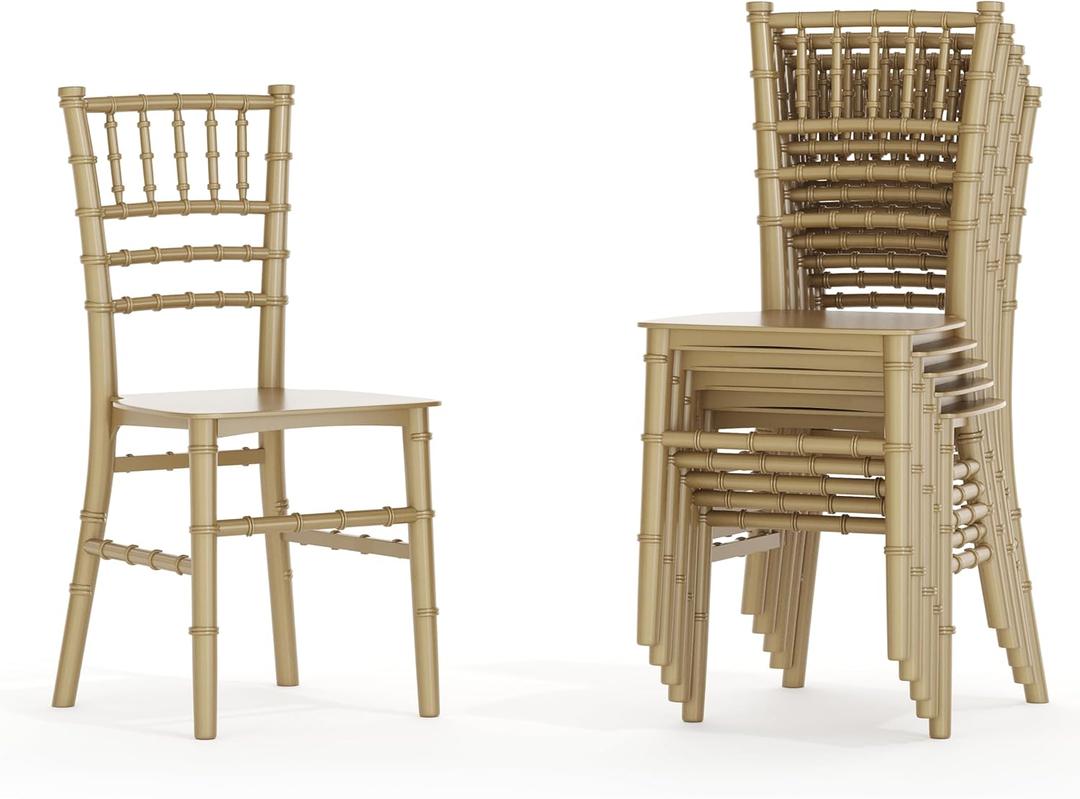 Flash Furniture Hercules 6 Pack Childs Gold Resin Party and Event Chiavari Chair for Commercial & Residential Use (Set of 6)