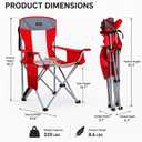 Byliable Oversized Camping Chairs Portable Outdoor 330LBS Capacity Folding Lawn Chairs for Adults with Cooler Bag,Cup Holder and Side Pocket for Beach, Sports, Tailgates, Fishing, Hiking, Red, 40.16 inches x 23.62 inches x 23.62 inches