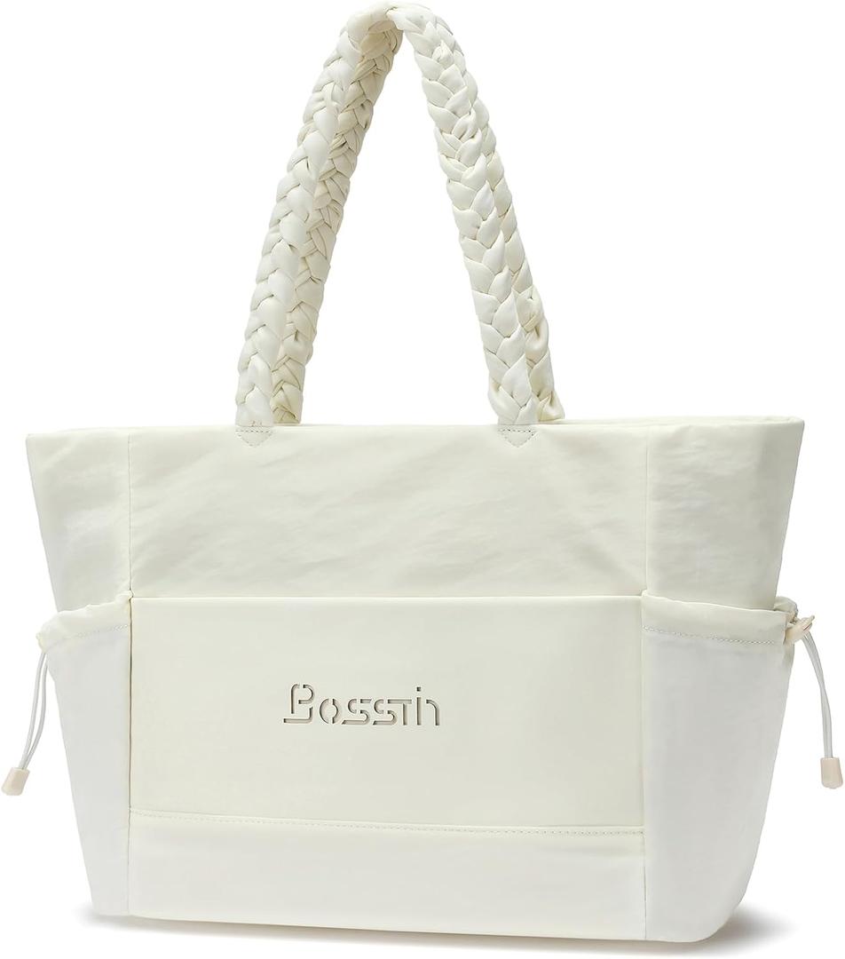 BOSSTIN Tote Bag for Women, Large Tote Bag with Zipper, Lightweight Shoulder Handbag with Compartments for Work Travel