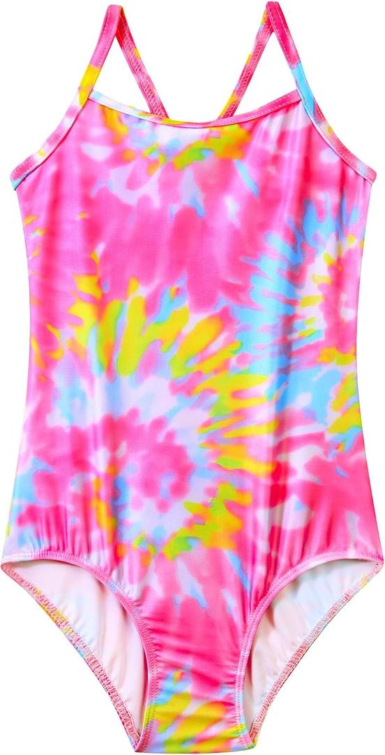 Girls Bathing Suits Colorful Swimsuits Size 2-14 Years Old | UPF 50 + Sun Protection, Sleeveless, One-Piece Swimwear, for Toddler Kids