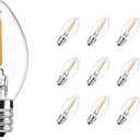 12 Pack C7 LED Christmas Bulbs, E12 Candelabra Base, 0.6W Warm White Dimmable Clear - Halloween Light Bulbs for Indoor/Outdoor String Lights, Patio Party Wedding Xmas Tree Replacement