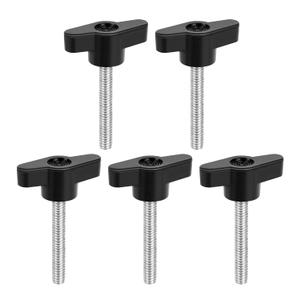 M5 x 40mm Z Type Handle Thumb Screws Plastic Head Mechanical Handle Bolts T-Shaped Wing Adjustable Knobs Carbon Steel, 5 PCS