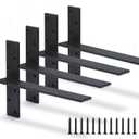 Floating Shelf Bracket 3/8" Thick Heavy Duty Shelf Brackets 4 Pack Free Hanging Countertop Support Bracket 18" Lx2.5 W Floating Wall Brackets for Cabinets, Granite, Dishwasher, Bench Seats Vanities (18 Inch)