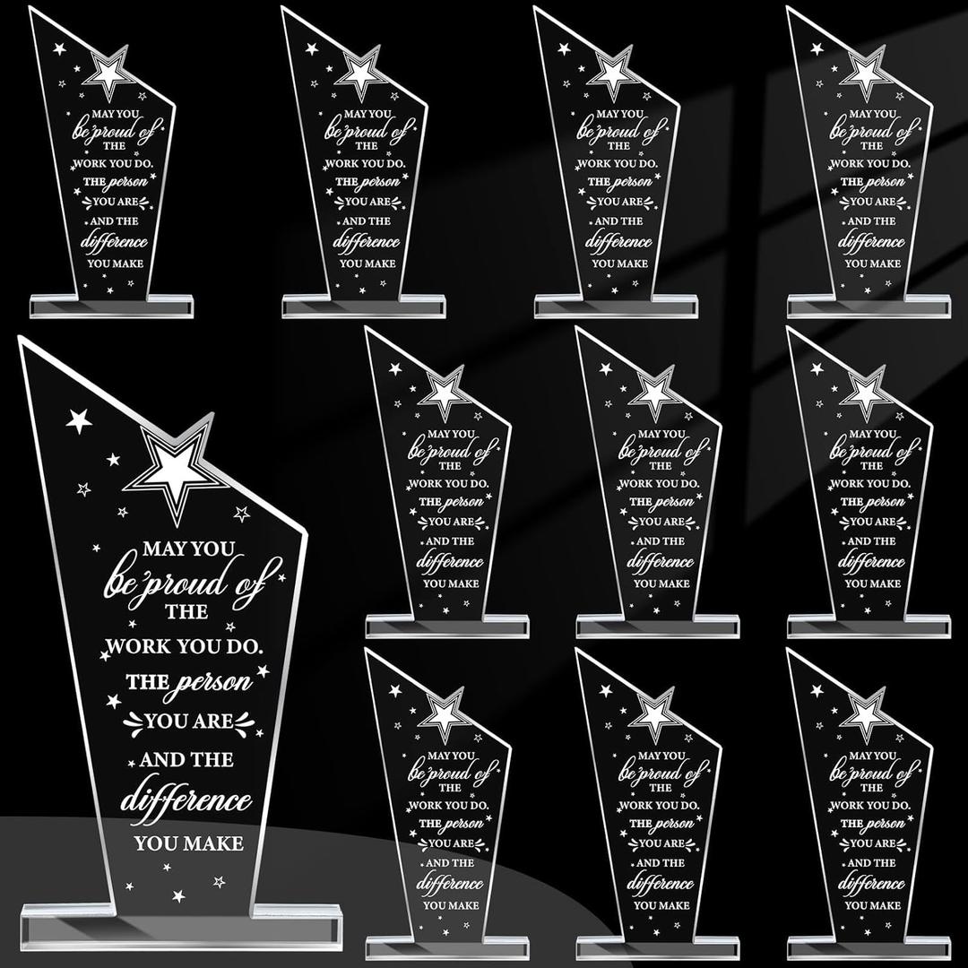 10Pcs Employee Appreciation Awards Gifts Inspirational Thank You Acrylic Trophy for Coworker May You Be Proud of The Work You Do Prizes Giftsfor Adults Employee Party Office Decorations