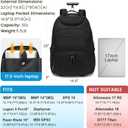 Boavan Wheeled Backpack,18.4 inch Water Resistant Rolling Backpack,Carry on Luggage Business Bag, Overnight College Computer Backpacks Trolley Suitcase for Men Women Adults to TravelBlack