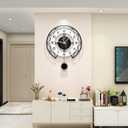 Large Wall Clock for Living Room Decor Modern Silent Pendulum Wall Clock for Home House Kitchen Bedroom Decorative Big Wall Clock Non Ticking Battery Operated Quartz for Indoor Bathroom 17 Inch