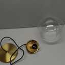 KoKo&Yukina 8 Inch Globe Pendant Lighting for Kitchen Island Mid Century Modern Hanging Light Fixture with Clear Globe Glass Gold Brass Hanging Ceiling Lights for Sink Bathroom Entryway (Bulb Incl.)
