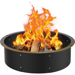 36 Inch Inner Round Fire Pit Ring Insert for Outside Wood Burning, 40 Inch Outer 36 Inch Inner DIY Outdoor Fire Pit Liner Ring for Garden, Patio, Backyard or Camping, 1.5mm Thick Metal Steel