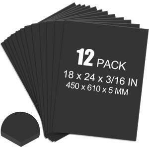 12 Pack Black Foam Board, 18 x 24 x 3/16" Thick Foam Core Acid Free Poster Foamboard for Art Craft Projects, Painting, Displaying, Signage, Wedding, School