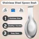 Nuanchu 6 Pcs Stainless Steel Spoon Rest Spatula Ladle Holder Spoon for Stove Top Heavy Duty Spatula Holder for Countertop Dishwasher Safe Utensil Rest for Kitchen, 3.8 x 9.6" (Silver)