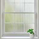 rabbitgoo Reeded Glass Window Privacy Film, Non Adhesive Frosted Glass Window Film, Static Cling, Removable, UV Heat Blocking, Anti-Glare, Decorative for Bathroom Living Room, 23.6 by 78.7 Inches