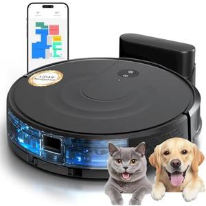 Seyanke Robot Vacuum and Mop Combo, 9000Pa Robotic Vacuum Cleaner with Smart LiDAR Navigation, Ultra-Slim, App & Voice Control, Ideal for Pet Hair, Carpets, Hard Floors, Black