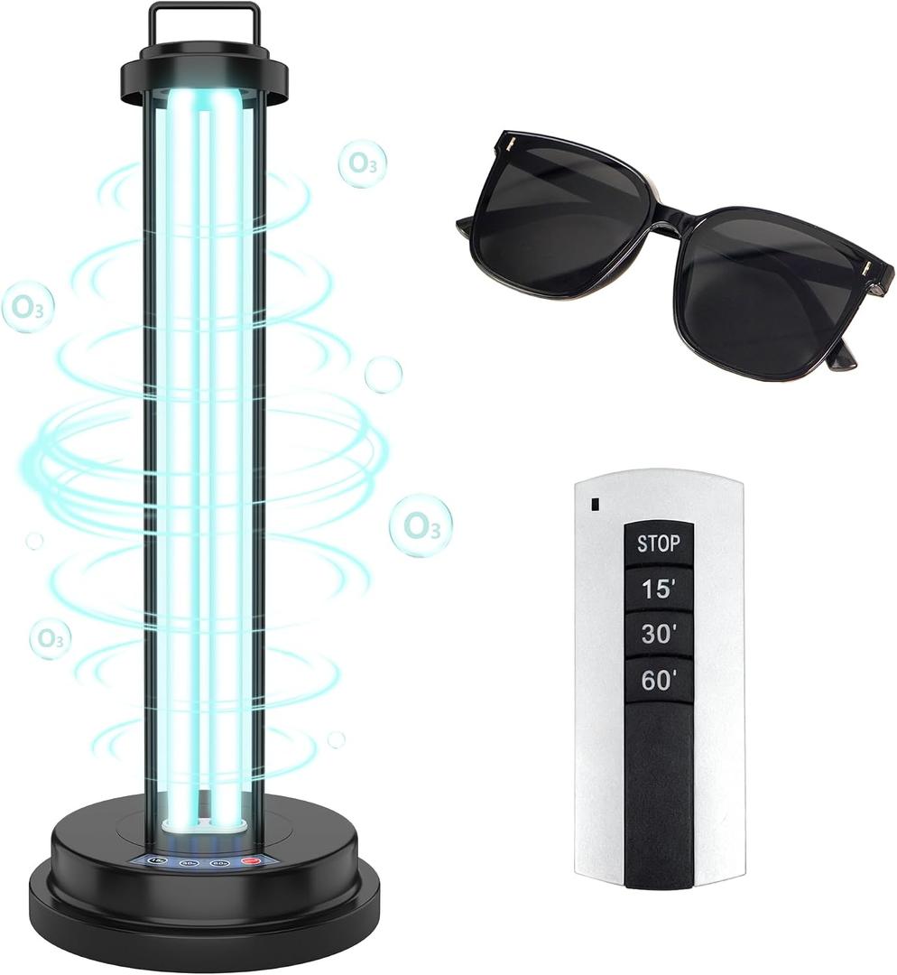 40W UV Light Sanitizer Ultraviolet Ozone Sanitizer Lamp with 3 Speed Timings for Household Office Hotel Spa Basement Laundry Room
