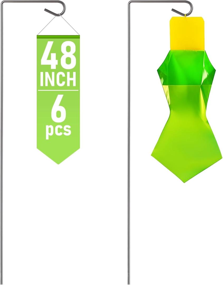 Qualirey 6 Pack Japanese Beetle Trap Stand 4ft Metal Stand Sturdy Support for Beetle Traps Compatible with Insect and Rose Chafer Traps, Trap Not Included