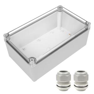 LeMotech Junction Box IP67 Waterproof Dustproof Electrical Box Project Box DIY Enclosure Gray with Transparent Clear Cover, External Size 9.8x5.9x3.9in (250x150x100mm)