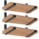 12 inch Shelf Brackets for DIY Floating Shelf, 1/5 inch Thick Heavy Duty Floating Shelf Bracket, Fit for Home, Kitchen, Bathroom, Garage, Living Room, 6-Pack Black, 11.25” x 6” x 1.5”