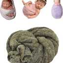 CUTEBBPHOTO Newborn Photography Stretch Wrap Baby Photo Knitted Blanket Photo Shoot Props Swaddle for Boys Girls (Dark Green)