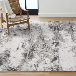 Asrug Abstract Area Rug 5x7 Feet - Modern Rug Non-Slip, Living Room Bedroom Kitchen Carpet, Machine Washable 5'x7', Easy Clean Soft Indoor Floor Decor for Office Bathroom,Brown/White