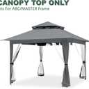 Grey Gazebo Replacement Cover Compatible with ABC 13x13 Pop Up Gazebo Frame,This Particular Replacement Cover Will Not Fit Any Other Models