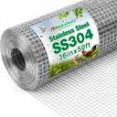 AMAGABELI GARDEN & HOME 36inchx50ft SS304 Stainless Steel Hardware Cloth 1/2 inch 18 Gauge Chicken Wire Fencing Welded Wire Mesh Fence Roll Poultry Netting Bird Cage Coop Rodent Proof Gopher Rabbit