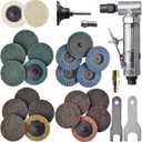 1/4 Inch Angle Air Die Grinder with 22 Pcs 2-Inch Roll Sock sanding Discs, Polished Color Angle Pneumatic Die Grinder, Air Die Grinder Kit