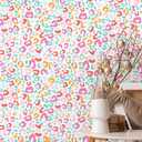 Leopard Peel and Stick Wallpaper 15.75" x 118.11" Leopard Wallpaper Modern Adhesive Waterproof Contact Paper Removable Wall Paper for Bedroom Living Room Kitchen Furniture Accent(Colorful)