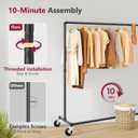 Tajsoon 2PCS Clothing Racks for Hanging Clothes Z Rack for Clothing Heavy Duty Hold 250LBS, Z Clothing Rack Industrial with Lockable Wheels, Rolling Clothes Rack for Bedroom, Laundry Room, Black