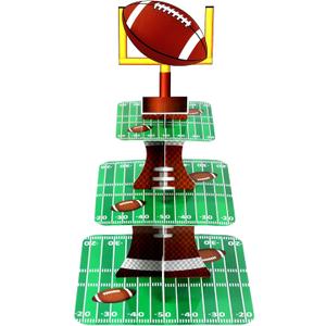 Nuenen Football Theme Party Cupcake Stand Decorations, 3 Tier Cupcake Concession Tower Sports Theme Birthday Dessert Stand Holder for Sports Tailgate Party Supplies Decoration (Football)