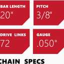 KAKEI 20 Inch Chainsaw Chain 3/8" Pitch .050" Gauge 72 Drive Links- 33RS 72 Fits MS311 MS391, Husqvarna 455 (Rancher), 460 (Rancher), Poulan Pro and More- E72 (3 Chains) - Full Chisel