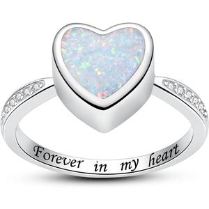 925 Sterling Silver Heart Urn Rings Hold Loved Ones Ashes Cremation Memorial Ring Keepsake Jewelry for Women for Human Ashes (White), Ring Size: 5