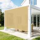 Outdoor Roller Shades for Patio, 8' W x 8' H Cordless Patio Shades Roll Up Outdoor Blinds with Splicing Design, 90% UV Protection for Porch Gazebo Pergola, 2 Poles & 1 Fabric, Sesame, 96"W x 96"H