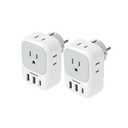TESSAN 1 Pack Type E F Plug Adapter USB C, Germany France Power Adaptor with 3 USB Charger Ports, 4 AC Outlets Travel Plug for US to Europe EU Spain Iceland Korea Greece Russia German French