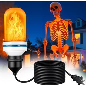 TAINAT Halloween Skeleton Lighting Kit,4 Modes LED Orange Flame Light Bulb with 19.7ft Wire for Giant Skeleton,Flickering Skeletons Lights for Outdoor Yard Skeleton Decoration