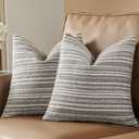 AmHoo Pack of 2 Textured Boucle Throw Pillow Covers Accent Striped Cozy Soft Decorative Couch Cushion Case for Chair Sofa Bedroom Living Room Home Decor 20 x 20-Inch Desert Taupe