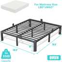 10 inch Queen Size Metal Bed Frame with Round Corner Legs,Headboard Holes,Heavy Duty Steel Slat Support Platform Queen Bed, Mattress Retainer, No Box Spring Needed, Easy Assembly, Squeak Resistant