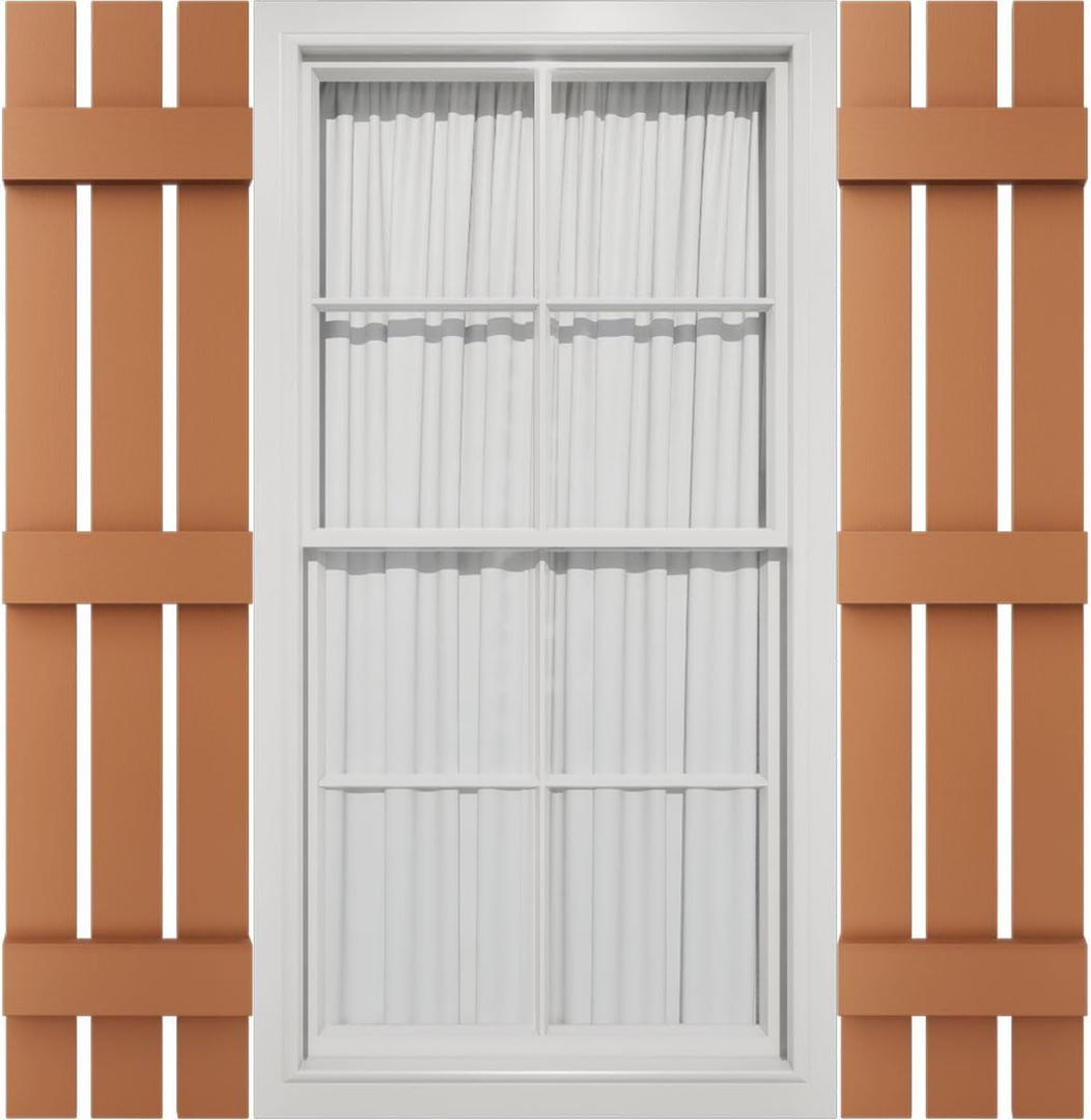 12"W x 71"H Mid-America Vinyl, Standard Size Three Board Spaced Shutters, w/Installation Shutter-Lok's & Matching Screws (Per Pair), 471 - Treated Cedar