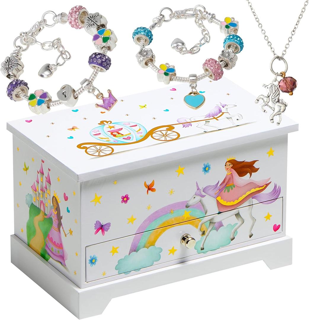 ABI + OLIE Kids Musical Jewelry Box for Girls 8-12 - Music Box for Girls - Princess Castle Unicorn Theme
