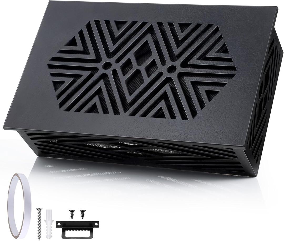 Saillong Doorbell Chime Cover Box Only, Decorative Wood Doorbell Cover for Wall Inside with Geometric Design, Indoor Doorbells Covers with Mounting Hardware, Chime Not Included(Black)