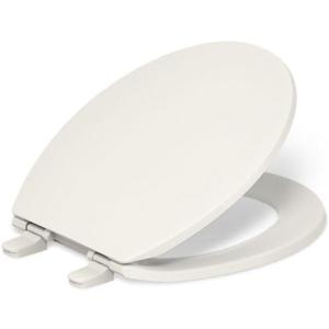 KOHLER 20111-96 Brevia, Slow Close Toilet Seat, Round Toilet Seat, Grip-Tight Bumpers Quick-Attach Hardware, Biscuit