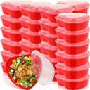 Layhit 30 Pcs Valentine's Day Heart Containers Plastic Food Storage Containers with Lids Heart Shaped Disposable Dessert Lunch Box for Kitchen Restaurant Fruit Vegetable (Red,28 oz)