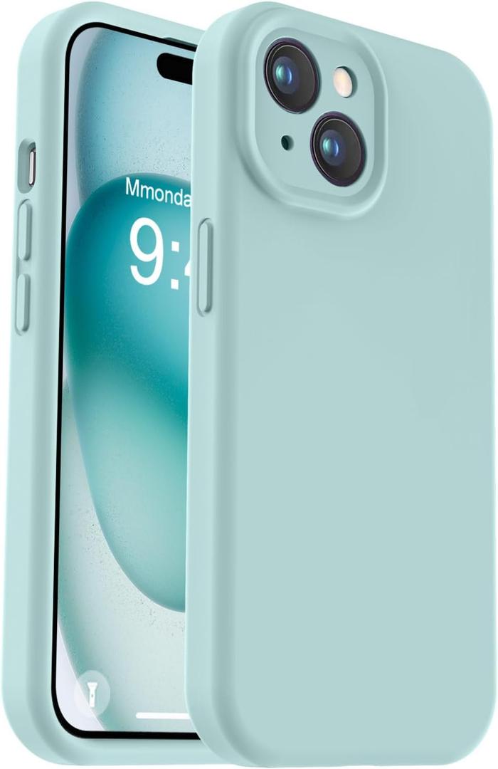 Vooii Compatible with iPhone 15 Plus Case, Upgrade Liquid Silicone [Enhanced Camera Protection] [Soft Anti-Scratch Microfiber Lining] Shockproof Phone Case for iPhone 15 Plus 6.7 inch - Mint