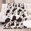 Cow Print Twin Blanket 60x80 Inch - Soft Plush Fleece Throw for Bedroom Living Room, Black & White Animal Print Bedding, Lightweight Cozy Blanket for Adults & Kids