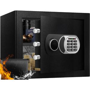 1.8 Cuft Small Safe Box with Fireproof Waterproof Bag, Safes for Home Documents, Anti-Theft Safety Box With Digital Keypad, Smart Alert System, Spare Keys, Personal Safe for Cash Money