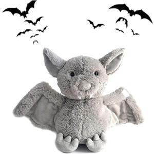 NatureMan 11 inch Plush Bat Stuffed Animal Plush Toy Halloween Bat Decor Bedtime Toys for Kids (Grey)